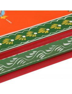 Tavolino Salotto Arancione Dipinto a Mano Legno Massello Mango