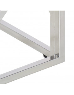 Tavolino Salotto Argento Acciaio Inossidabile e Legno Massello