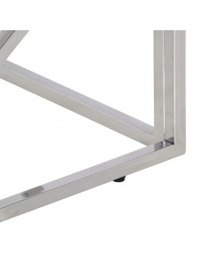 Tavolino Salotto Argento Acciaio Inossidabile e Legno Massello