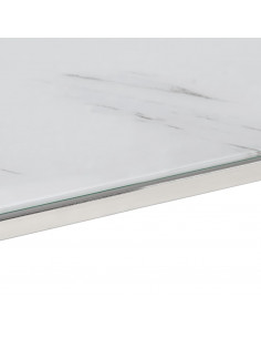 Tavolino Salotto Argento Acciaio Inossidabile Vetro Temperato