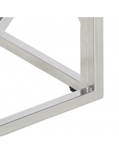 Tavolino Salotto Argento Acciaio Inossidabile Vetro Temperato