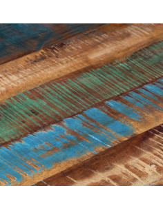 Tavolino Salotto Argento in Acciaio Inox e Legno di Recupero