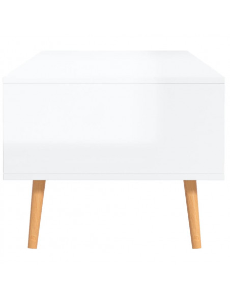 Tavolino Salotto Bianco Lucido 100x49,5x43 cm Legno Multistrato