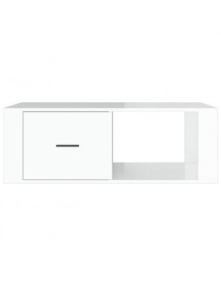 Tavolino Salotto Bianco Lucido 100x50,5x35 cm Legno Multistrato