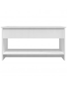 Tavolino Salotto Bianco Lucido 102x50x52,5 cm Legno Multistrato