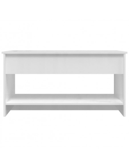Tavolino Salotto Bianco Lucido 102x50x52,5 cm Legno Multistrato