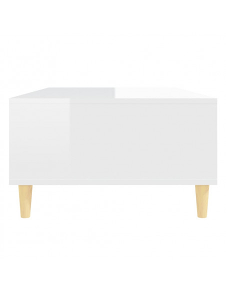 Tavolino Salotto Bianco Lucido 103,5x60x35 cm Legno Multistrato