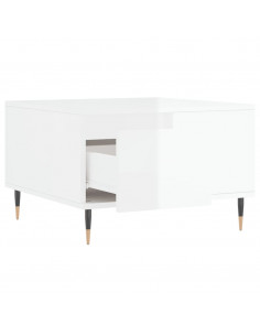 Tavolino Salotto Bianco Lucido 55x55x36,5 cm Legno Multistrato