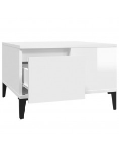Tavolino Salotto Bianco Lucido 55x55x36,5 cm Legno Multistrato
