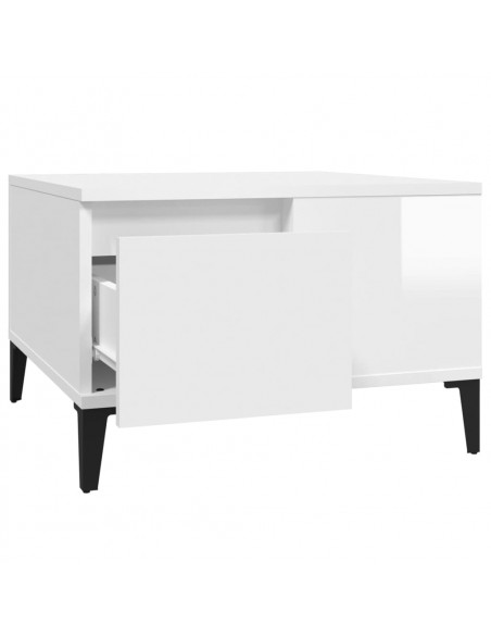 Tavolino Salotto Bianco Lucido 55x55x36,5 cm Legno Multistrato