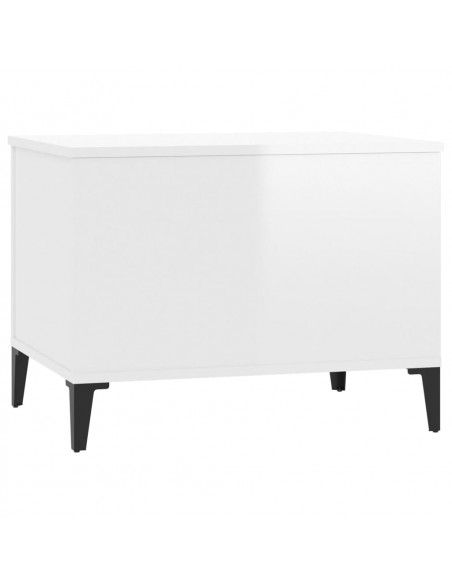 Tavolino Salotto Bianco Lucido 60x44,5x45 cm Legno Multistrato