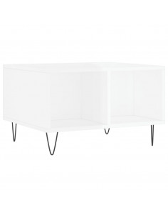 Tavolino Salotto Bianco Lucido 60x50x36,5 cm Legno Multistrato