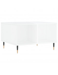 Tavolino Salotto Bianco Lucido 60x50x36,5 cm Legno Multistrato
