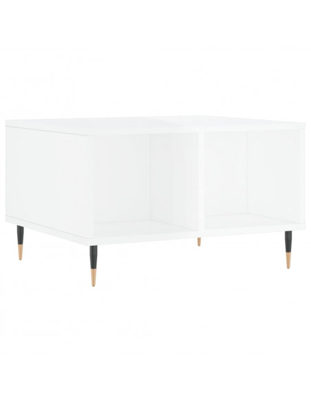 Tavolino Salotto Bianco Lucido 60x50x36,5 cm Legno Multistrato