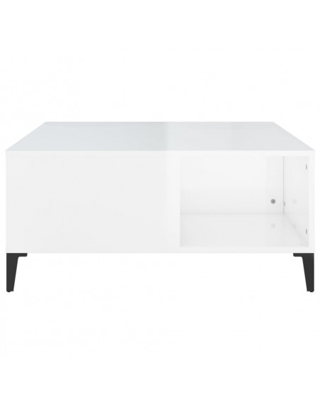 Tavolino Salotto Bianco Lucido 80x80x36,5 cm Legno Multistrato