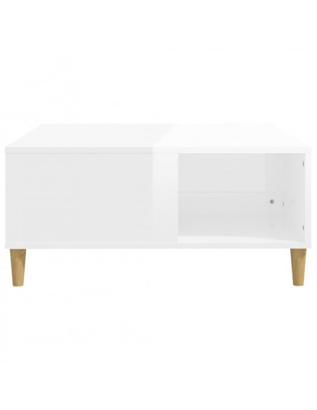 Tavolino Salotto Bianco Lucido 80x80x36,5 cm Legno Multistrato