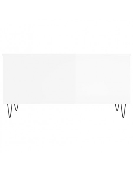 Tavolino Salotto Bianco Lucido 90x44,5x45 cm Legno Multistrato