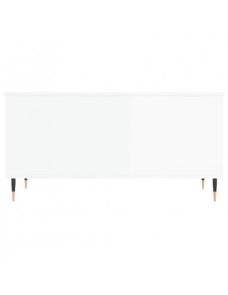 Tavolino Salotto Bianco Lucido 90x44,5x45 cm Legno Multistrato