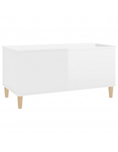Tavolino Salotto Bianco Lucido 90x44,5x45 cm Legno Multistrato