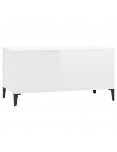 Tavolino Salotto Bianco Lucido 90x44,5x45 cm Legno Multistrato