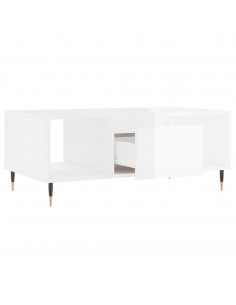 Tavolino Salotto Bianco Lucido 90x50x36,5 cm Legno Multistrato