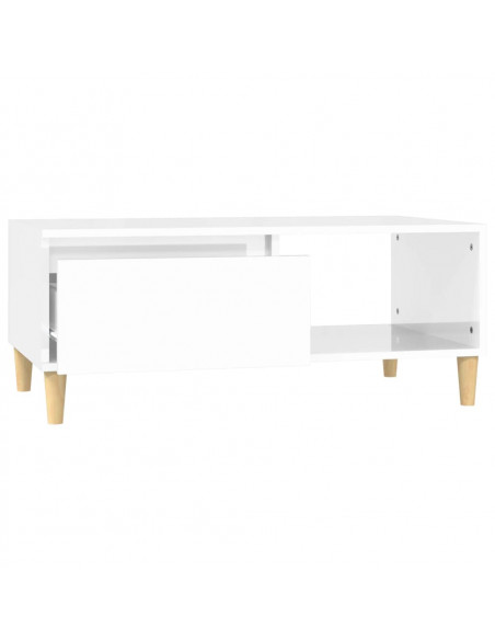 Tavolino Salotto Bianco Lucido 90x50x36,5 cm Legno Multistrato