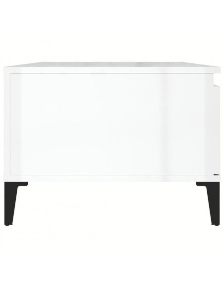 Tavolino Salotto Bianco Lucido 90x50x36,5 cm Legno Multistrato
