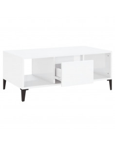 Tavolino Salotto Bianco Lucido 90x50x36,5 cm Legno Multistrato