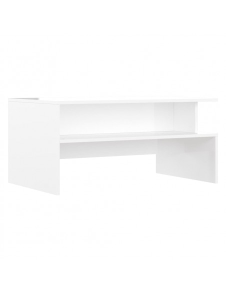 Tavolino Salotto Bianco Lucido 90x55x42,5 cm Legno Multistrato