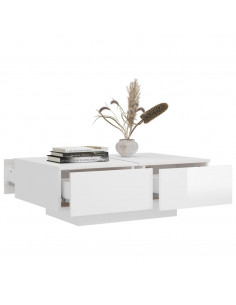 Tavolino Salotto Bianco Lucido 90x60x31 cm in Legno Multistrato
