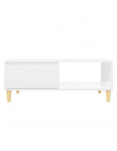 Tavolino Salotto Bianco Lucido 90x60x35 cm in Legno Multistrato