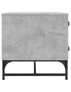 Tavolino Salotto con Ante in Vetro Grigio Cemento 68,5x50x50 cm