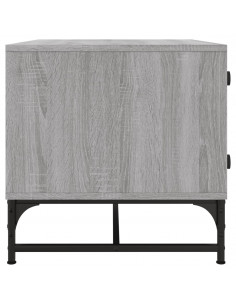 Tavolino Salotto con Ante in Vetro Grigio Sonoma 68,5x50x50 cm