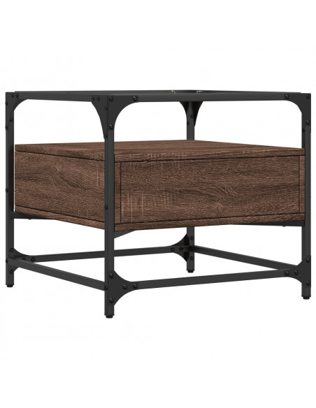 Tavolino Salotto con Ante in Vetro Rovere Marrone 50x50x45 cm
