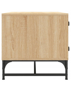 Tavolino Salotto con Ante in Vetro Rovere Sonoma 68,5x50x50 cm