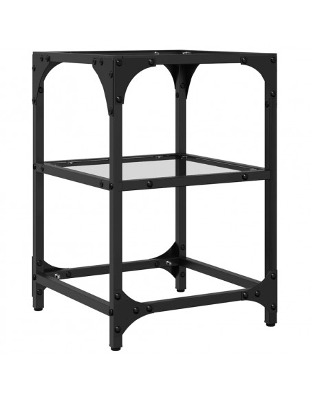 Tavolino Salotto con Piano Vetro Trasparente 30x30x45cm Acciaio