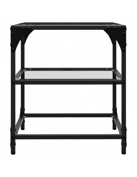 Tavolino Salotto con Piano Vetro Trasparente 40x40x45cm Acciaio