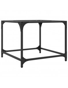 Tavolino Salotto con Piano Vetro Trasparente 50x50x40cm Acciaio