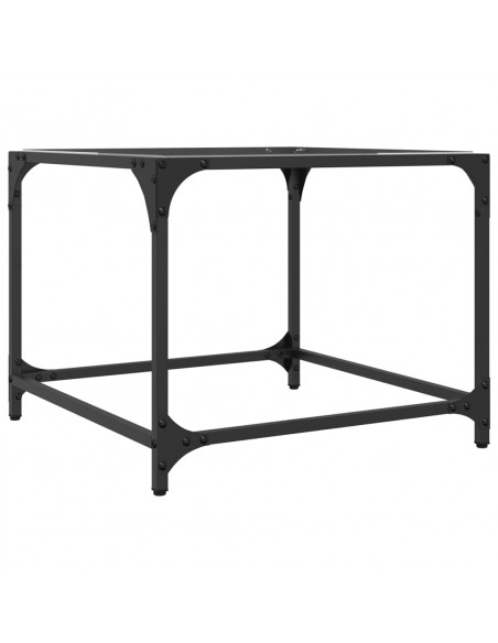Tavolino Salotto con Piano Vetro Trasparente 50x50x40cm Acciaio