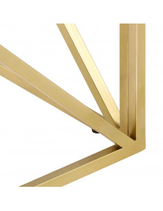 Tavolino Salotto Dorato Acciaio Inossidabile e Legno Massello