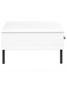 Tavolino Salotto Gambe Metallo Bianco Legno Massello Pino OSLO