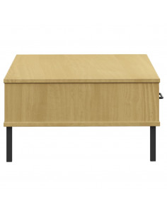 Tavolino Salotto Gambe Metallo Marrone Legno Massello Pino OSLO