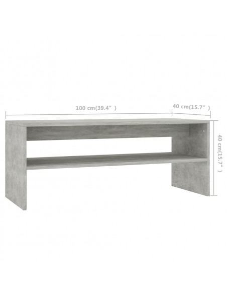 Tavolino Salotto Grigio Cemento 100x40x40 cm Legno Multistrato