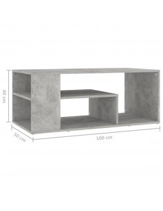 Tavolino Salotto Grigio Cemento 100x50x40 cm Legno Multistrato