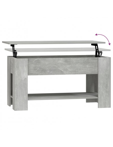 Tavolino Salotto Grigio Cemento 101x49x52 cm Legno Multistrato
