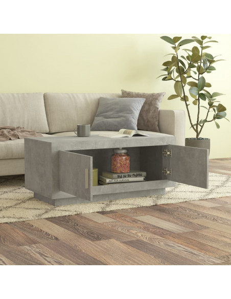 Tavolino Salotto Grigio Cemento 102x50x45 cm Legno Compensato