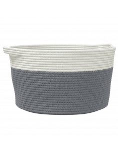 Cestino Portaoggetti Grigio e Bianco Ø40x25 cm in Cotone 2