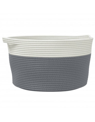 Cestino Portaoggetti Grigio e Bianco Ø40x25 cm in Cotone