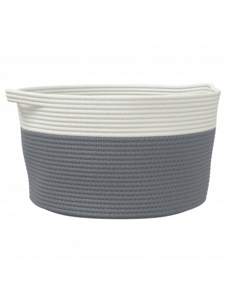 Cestino Portaoggetti Grigio e Bianco Ø40x25 cm in Cotone