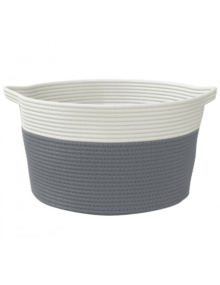 Cestino Portaoggetti Grigio e Bianco Ø40x25 cm in Cotone